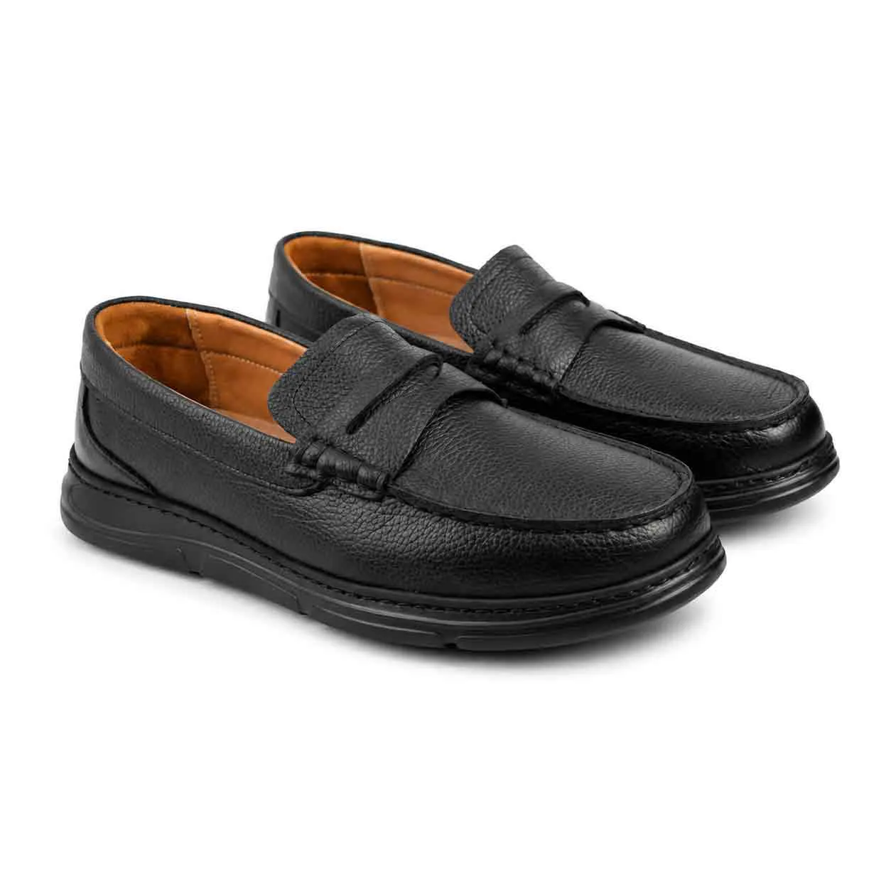 Mocassin confort SM124 noir cuir..........    miniature